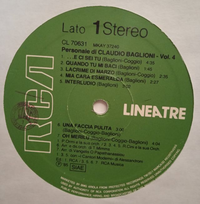 Vinile di Claudio Baglioni: Volume 4