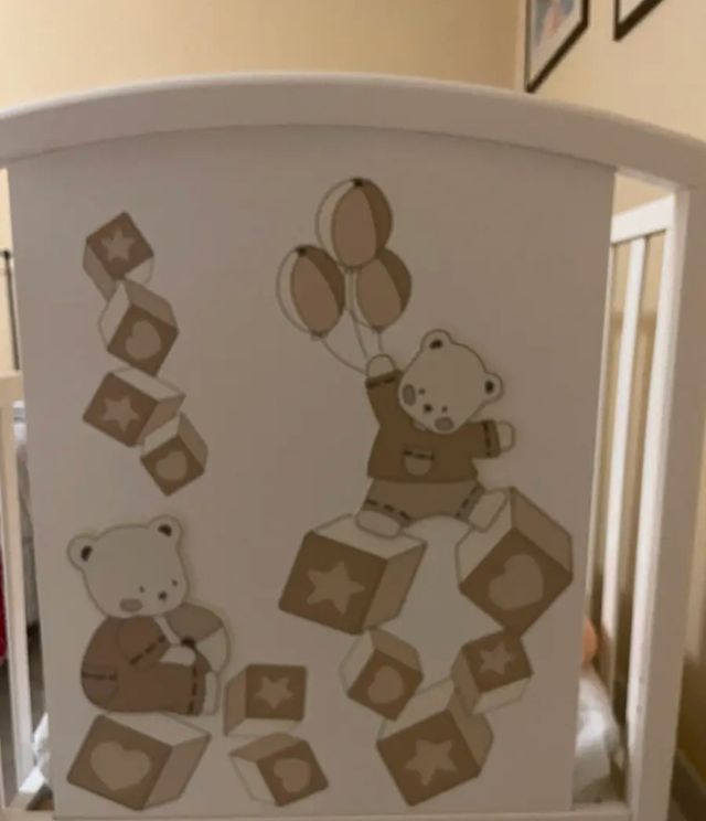 Lettino Mibb bambini bianco con 4 ruote 128x66 