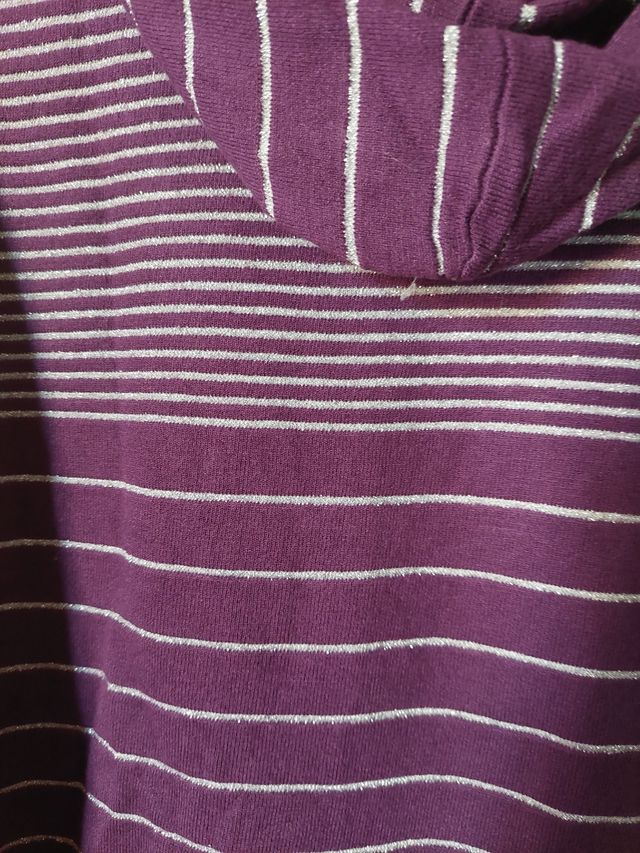 Cardigan in maglia con cappuccio, viola ed argento