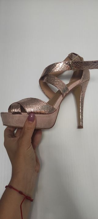 zapato fiesta dorado-rosa