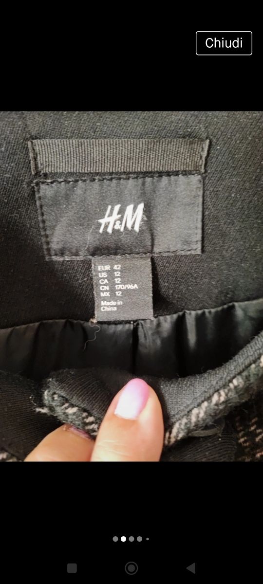 cappotto lana H&m taglia 42 nero e beige