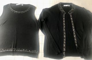 Conjunto de punto negro con abalorios 