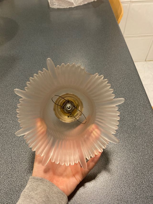 Lámpara cristal con enganche dorado