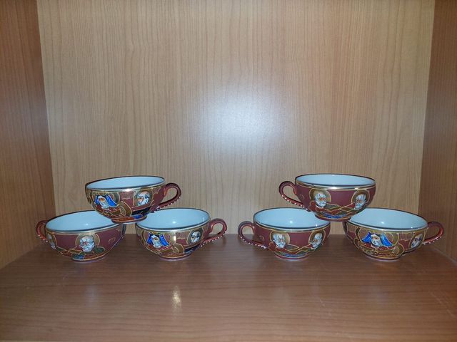 JUEGO TÉ PORCELANA JAPONES ARTESANAL