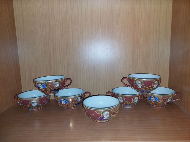 JUEGO TÉ PORCELANA JAPONES ARTESANAL
