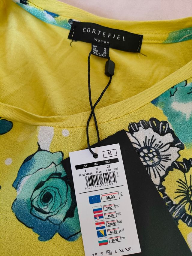 camiseta flores amarilla CORTEFIEL