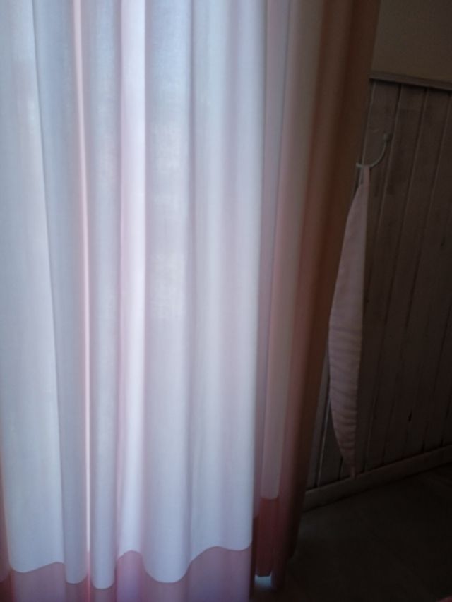 Cortinas rosa bebe algodón lavable con topitos