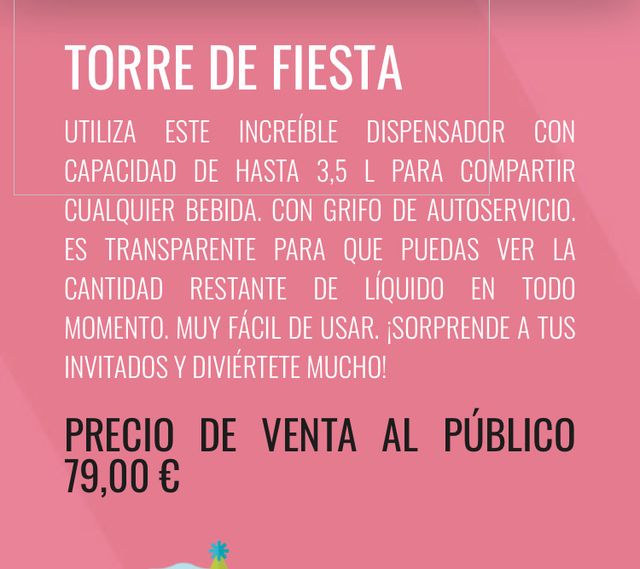 Ricky drink Torre dispensador de bebidas NUEVO