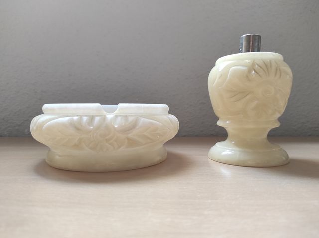 Juego de Cenicero y porta mechero mármol 