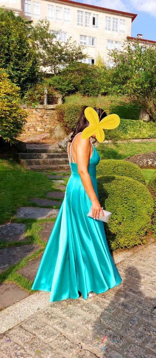 vestido fiesta turquesa