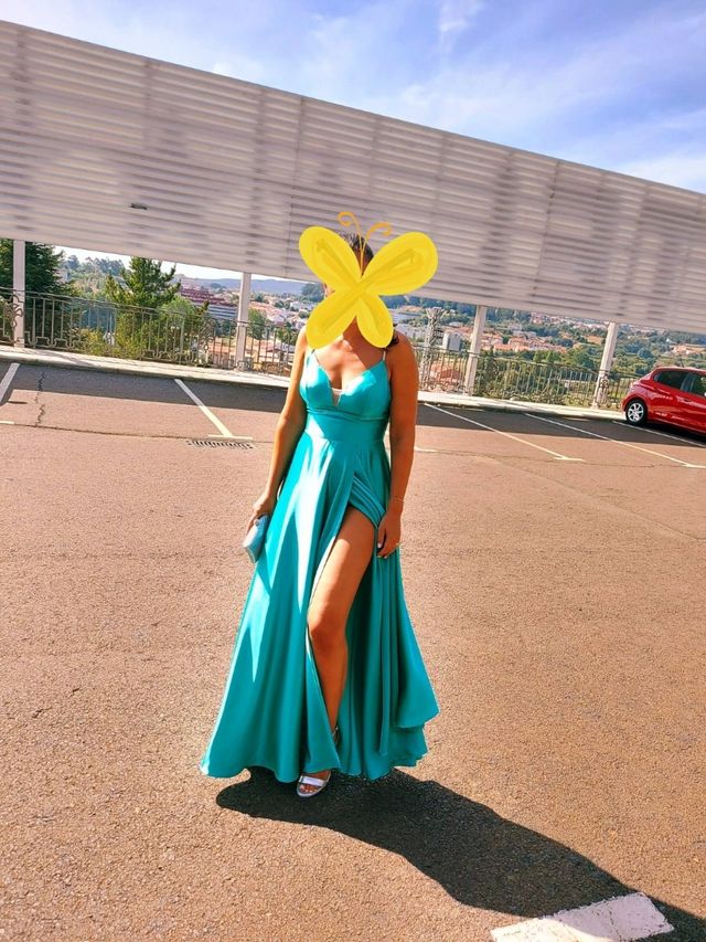 vestido fiesta turquesa