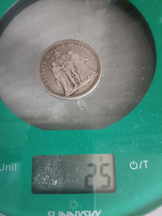 5 franchi francesi 1873 argento