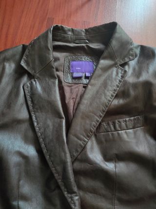 chaqueta piel cuero marrón 