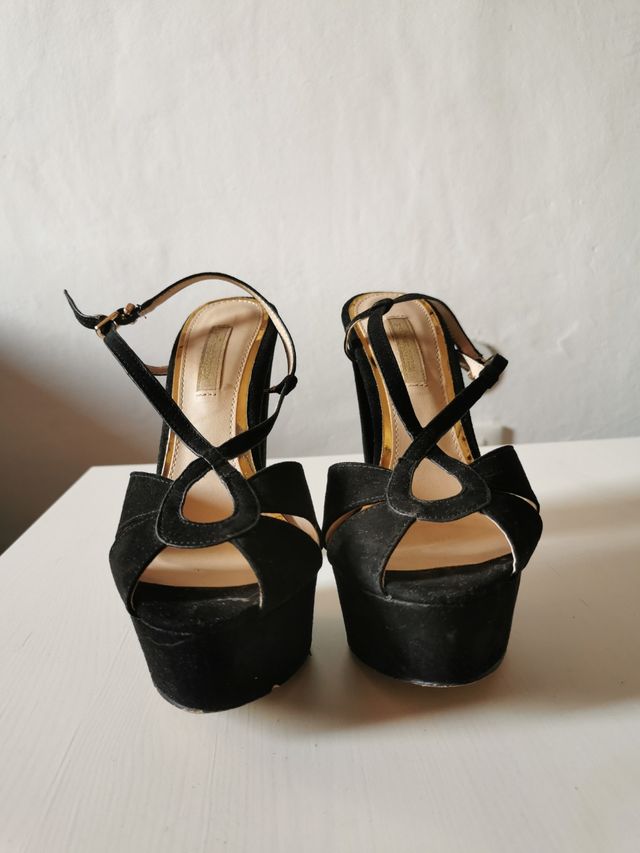 Scarpe nere decolleté con plateau