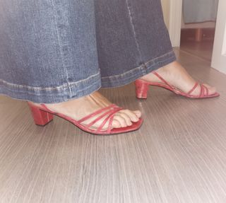 Sandalias de piel coral