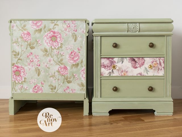 🌸Mesillas renovadas con peonías (65€ sueltas)