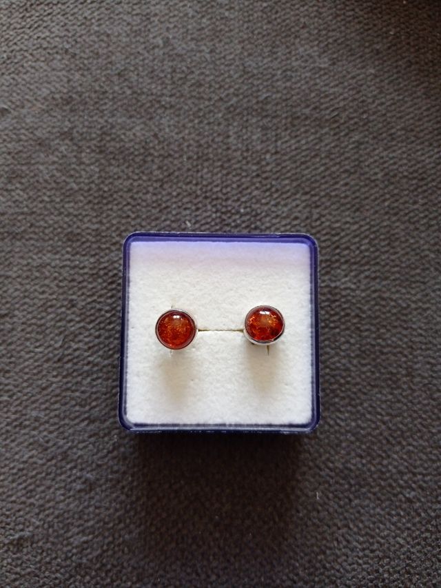 Pendientes plata y ámbar.