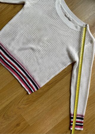 Jersey blanco calado troquelado marino rojo T.S
