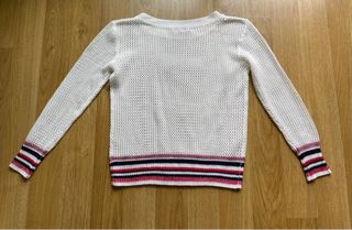 Jersey blanco calado troquelado marino rojo T.S