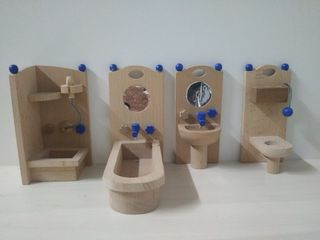 Mueble miniatura casa de muñecas Baño de madera