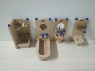 Mueble miniatura casa de muñecas Baño de madera