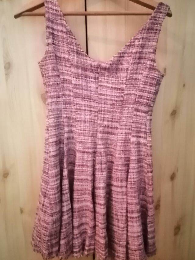 Vestido corto tirantes tejido tweed.