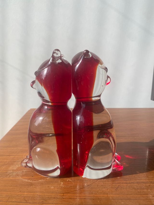 Gatos en vidrio de Murano años 70 diseñó Seguso