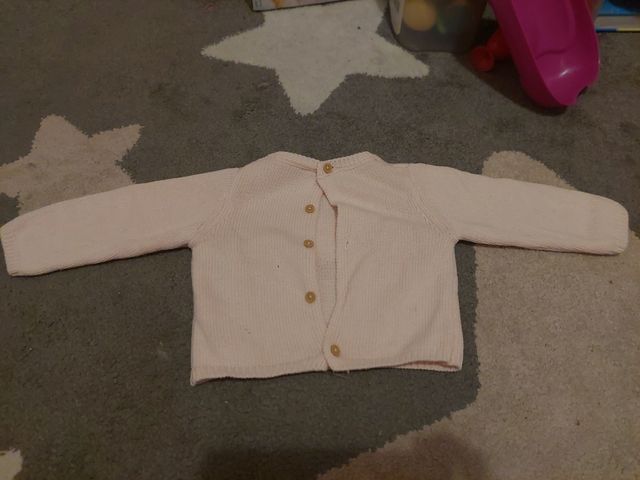 Traje de algodón rosa manga larga 3-6M