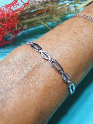 Pulsera Sra.19cm Oro Blanco 18l.