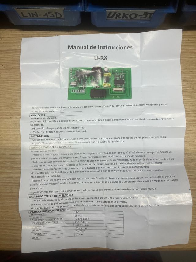 Receptor 433,92 mhz con 10 mandos