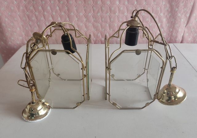 2 lámparas de techo doradas