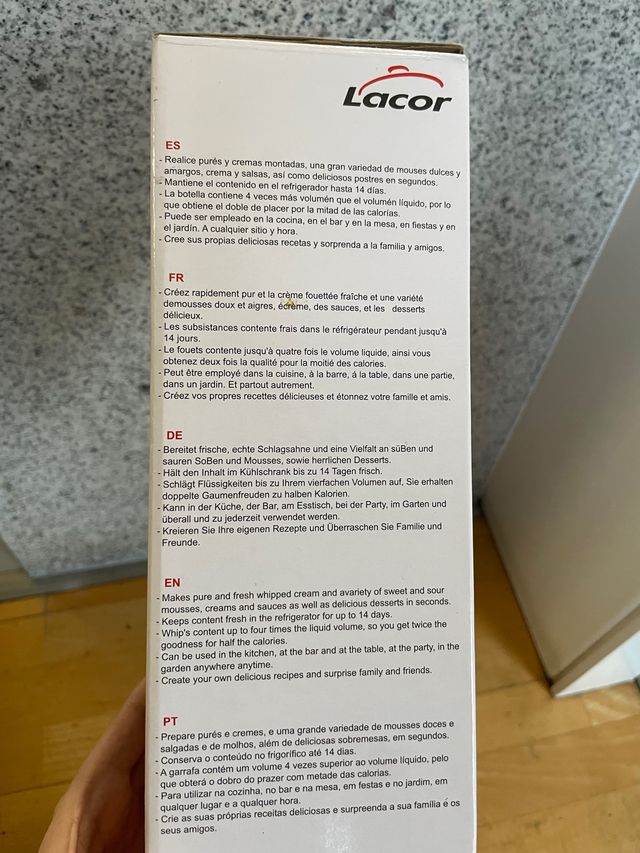 Sifón crema Lacor 1L - Nuevo