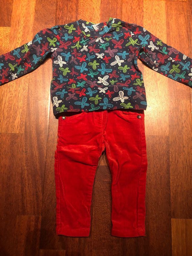 Conjunto pantalon pana y camiseta boboli talla 9M