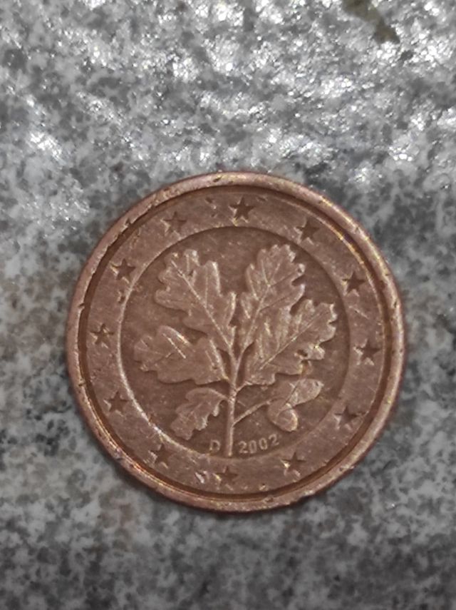 moneda 1 céntimo Alemania rama de roble 2002 D