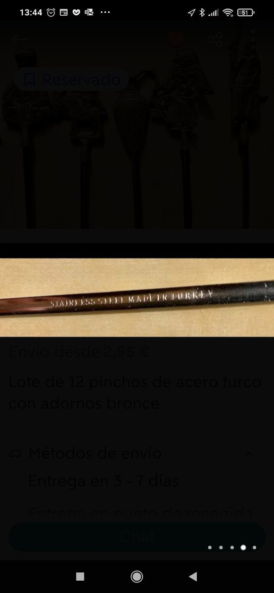 pinchos de acero.con.parte. superior de bronce