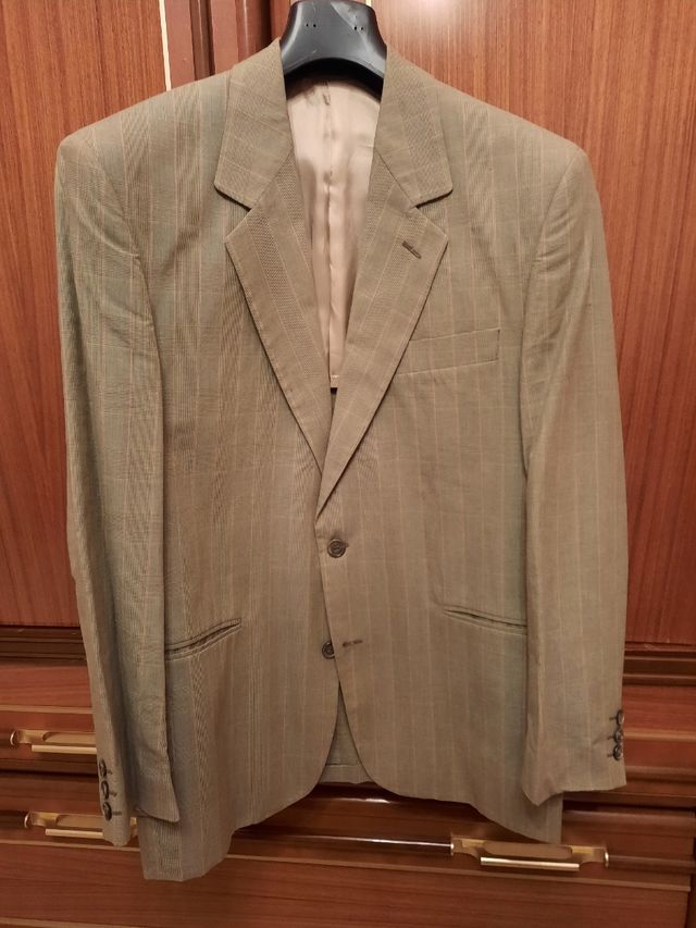 Giacca uomo a quadri in cotone,colore cachi,mis.46