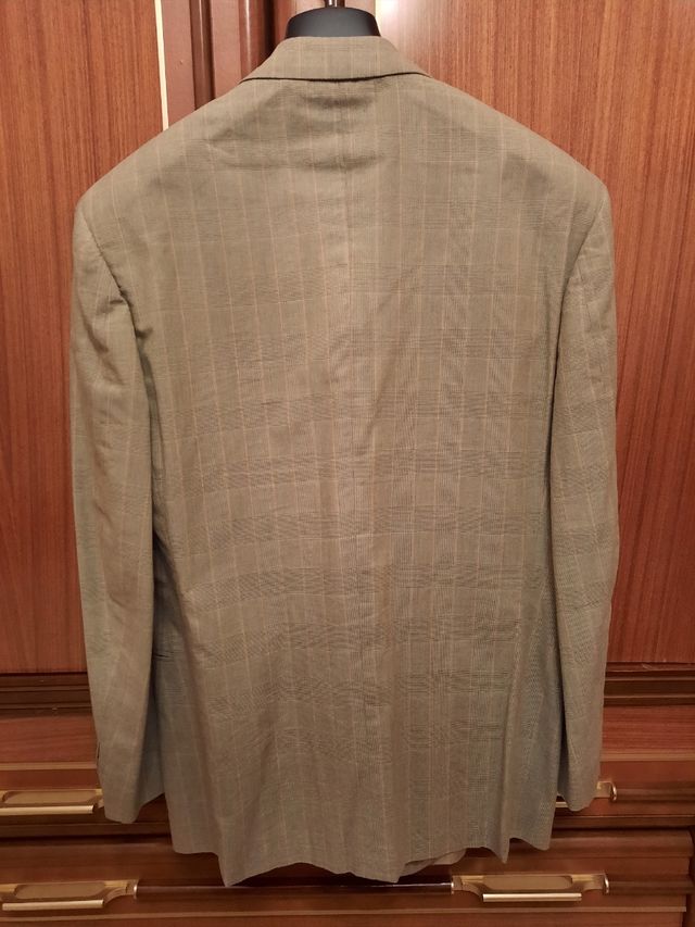 Giacca uomo a quadri in cotone,colore cachi,mis.46