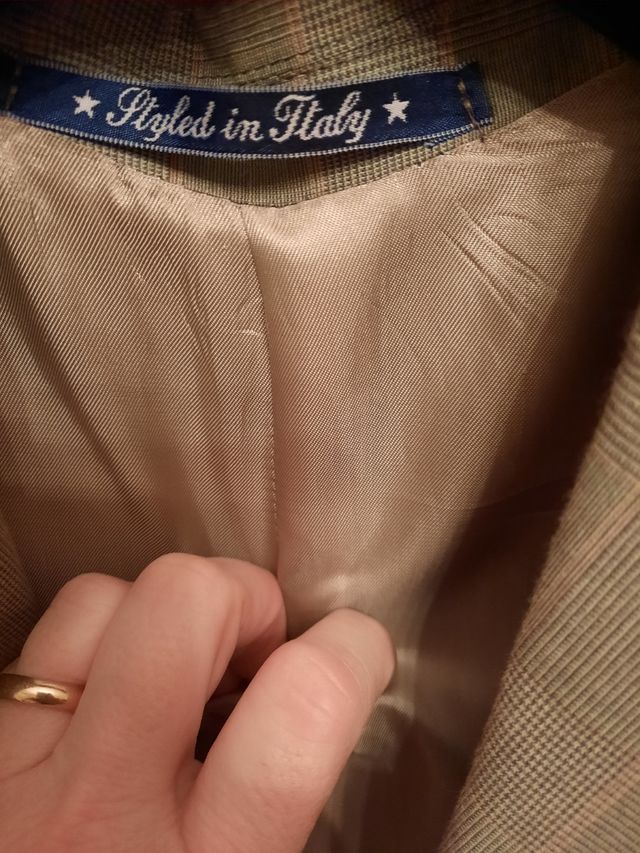 Giacca uomo a quadri in cotone,colore cachi,mis.46