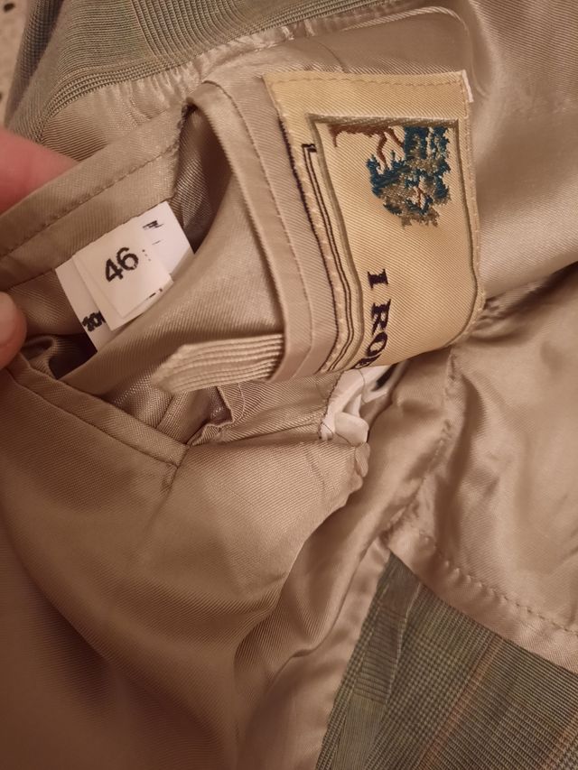 Giacca uomo a quadri in cotone,colore cachi,mis.46