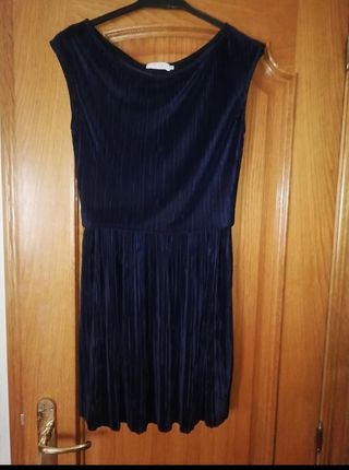 Vestido plisado azul Talla 40