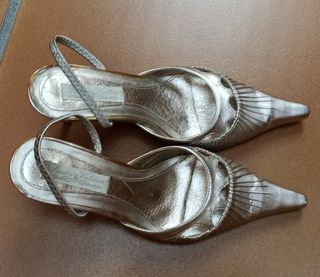 zapatos plateados N°37 especial fiestas