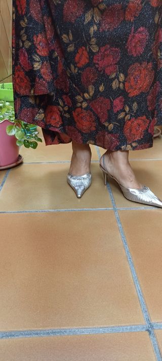 zapatos plateados N°37 especial fiestas