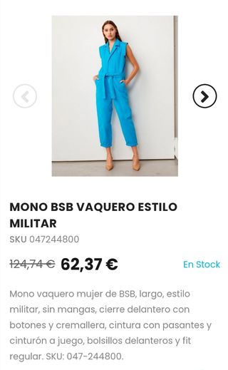 Mono BSB vaquero blanco estilo militar talla S