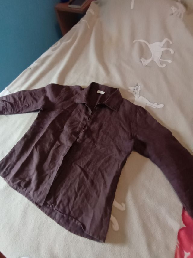 blusa lino marron chocolate