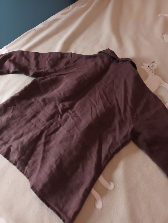 blusa lino marron chocolate