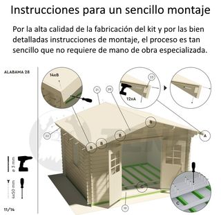 CASA O ESTUDIO DE MADERA PARA JARDÍN 3.55x2.74M
