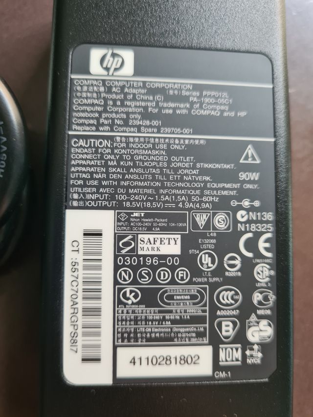 caricabatterie originale hp (PPP012L)