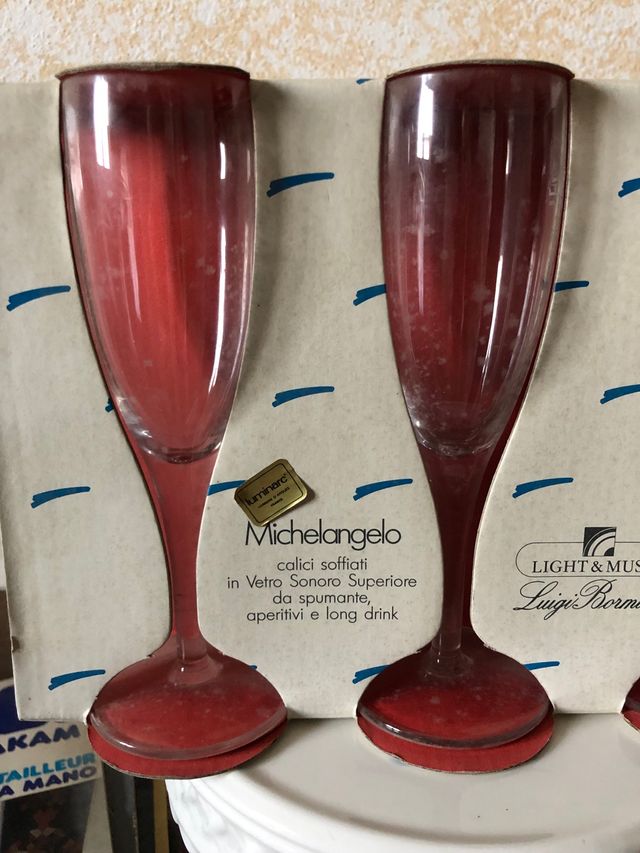 Set 6 calici soffiati in vetro