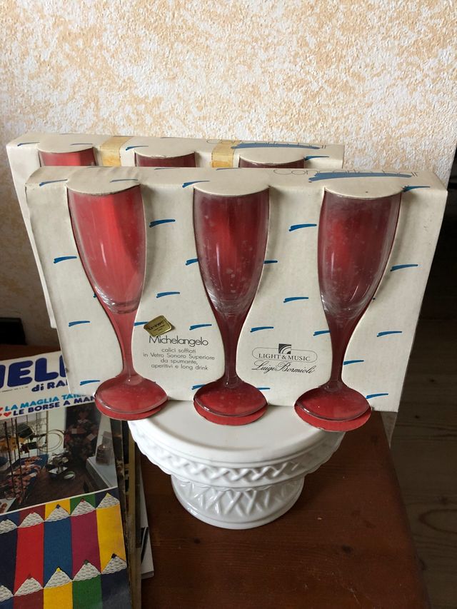 Set 6 calici soffiati in vetro