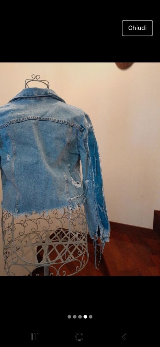 Giacchino jeans sfrangiato
